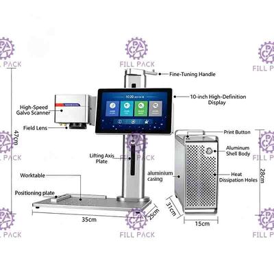 เครื่องพิมพ์เลเซอร์โต๊ะขนาด 20W สําหรับเครื่องหมายวันที่และรหัสชุดบนกล่องกล่องและขวดไวน์